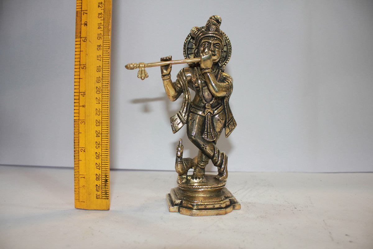 Brass Krishna God Idol Statue