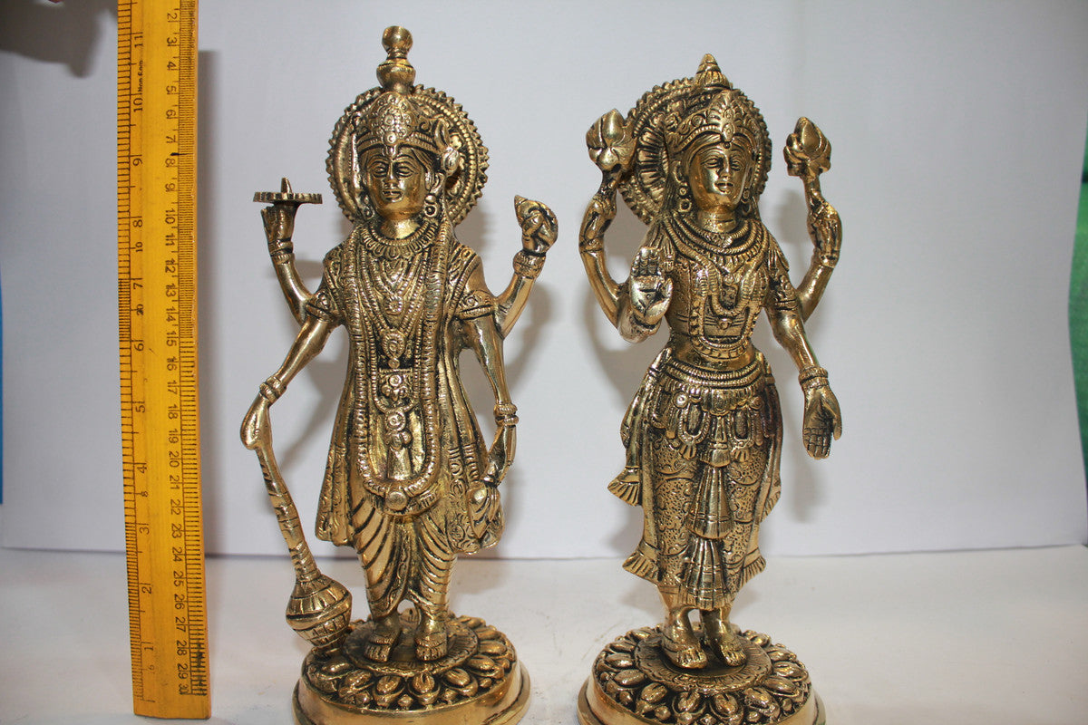 Brass Vishnu Laxmi Idol Statue