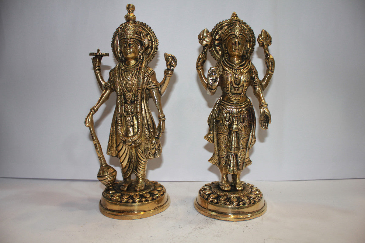 Brass Vishnu Laxmi Idol Statue