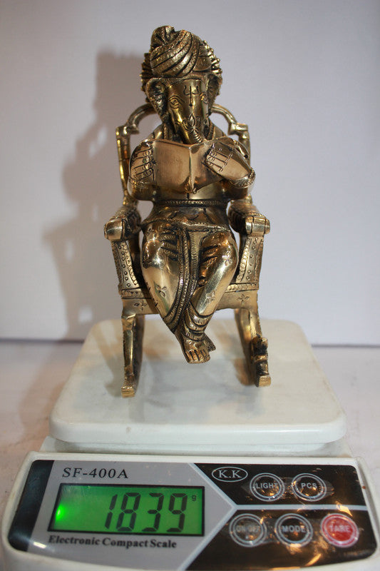 Brass Chair Ganesh Statue