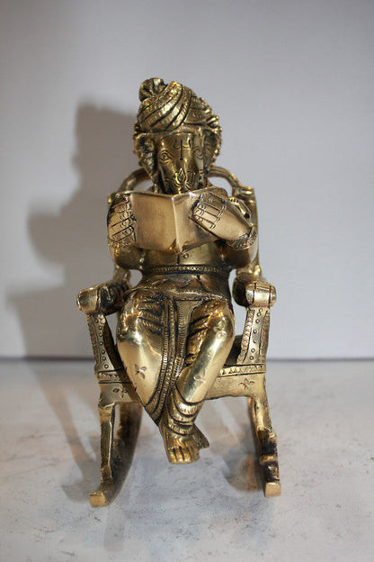 Brass Chair Ganesh Statue