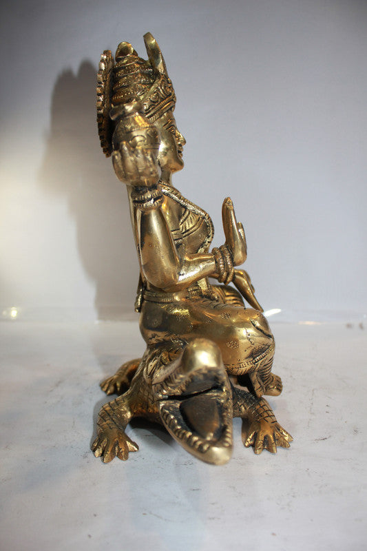 Brass Ganga Devi Statue