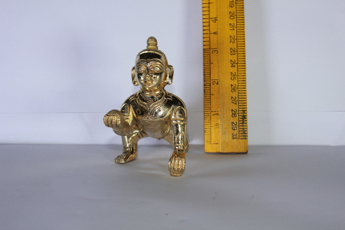 Brass Laddu Gopal Statue Murti Idol