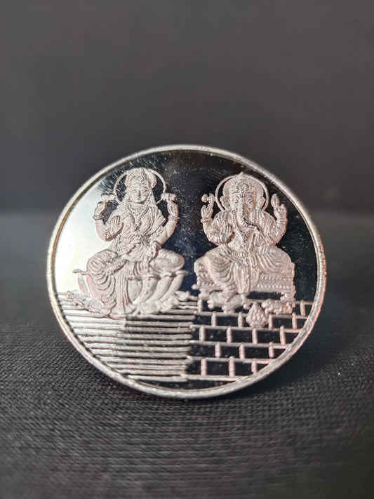 Silver Ganesh Lakshmi coins