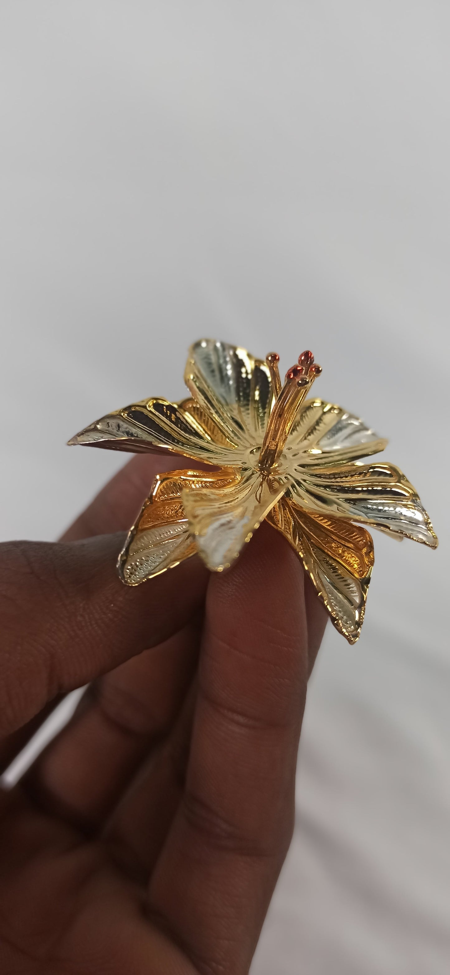 Pure Silver Gold Coated Flowers 1 PCS