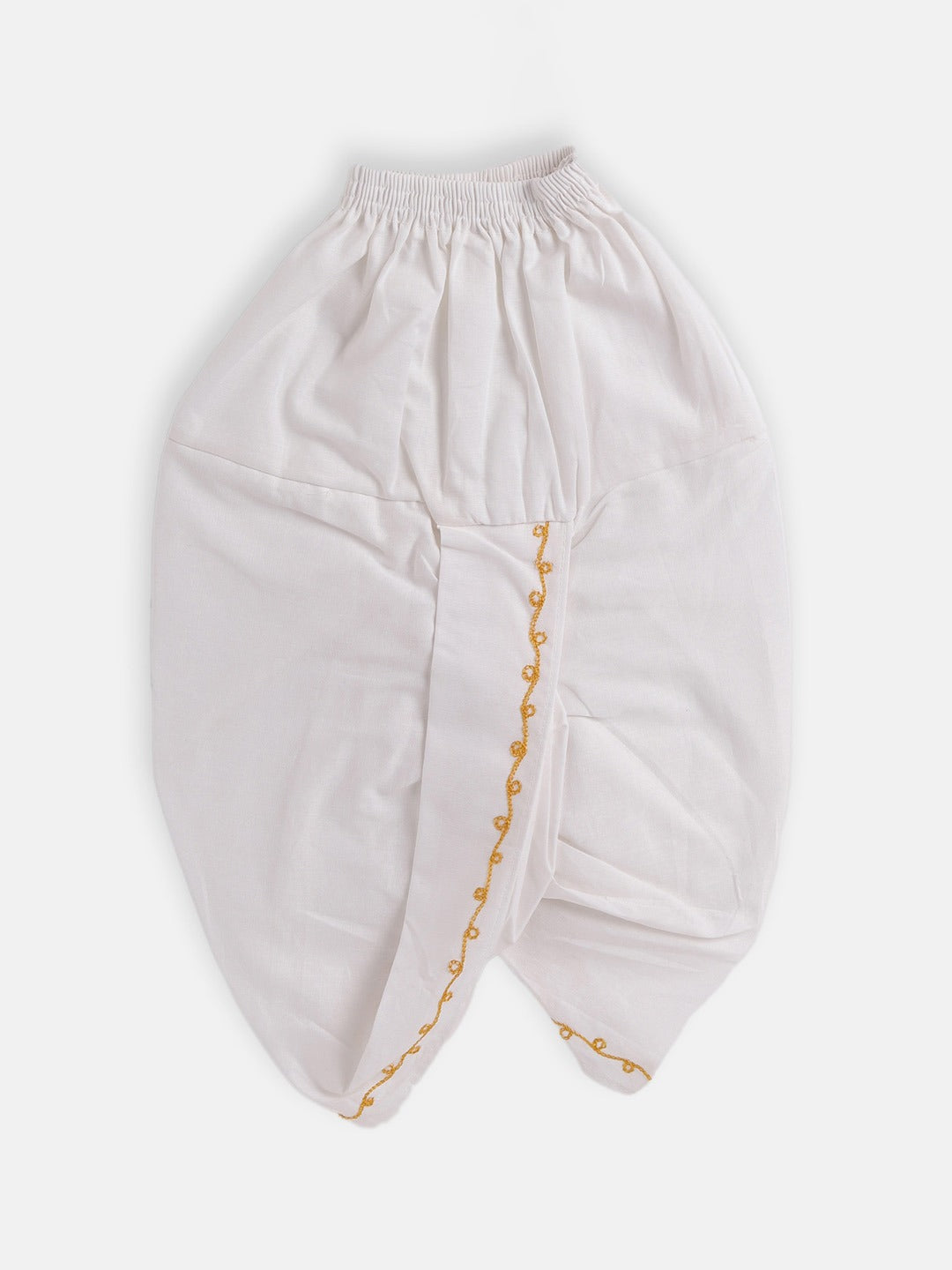 JBN Creation Boy's White Ethnic Motifs Embroidered Angrakha Kurta With Dhoti Pants