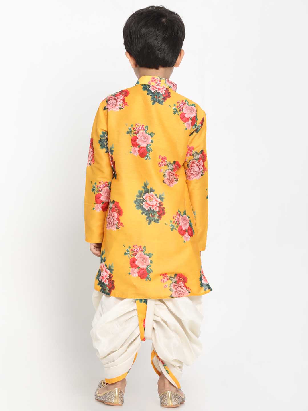 Vastramay Boy's Yellow Krishna Style Kurta and Dhot Set