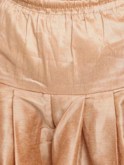 Vastramay Boys' Pink Cotton Silk Blend Kurta and Dhoti Set