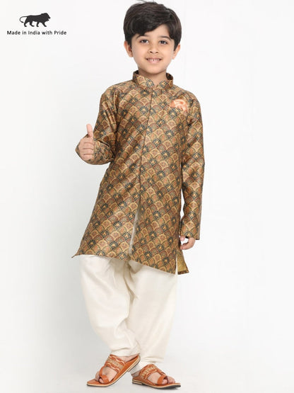 Vastramay Boys Silk Blend Kurta and Patiala Set