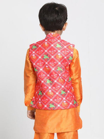 Vastramay Boys' Ethnic Print Nehru Jacket