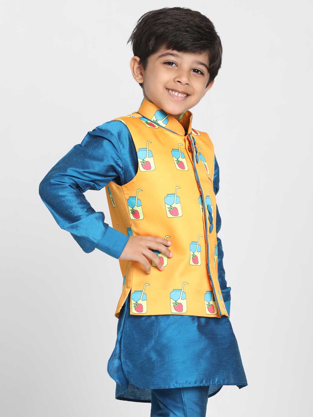 Vastramay Boys' Quirky Print Nehru Jacket