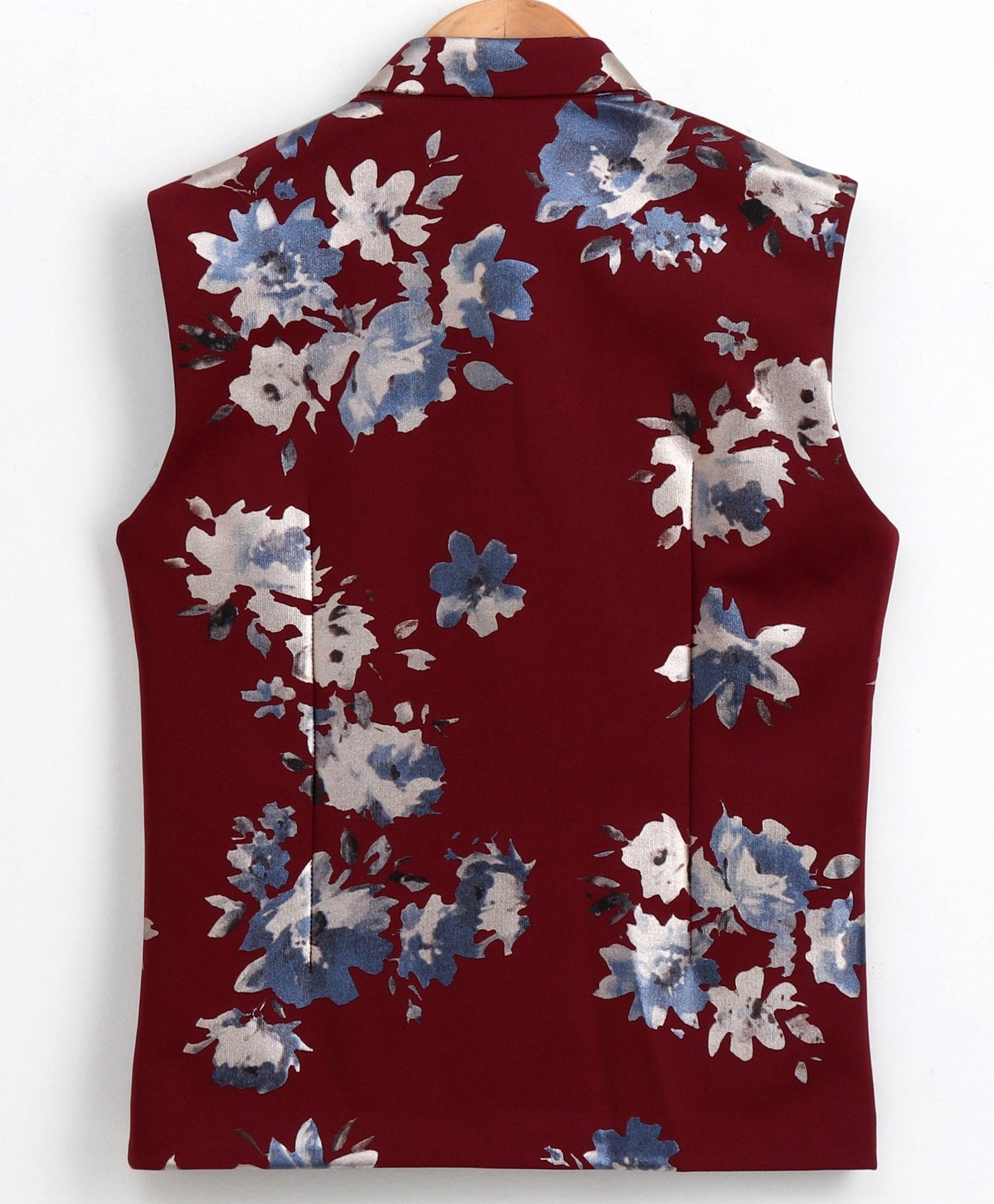 Vastramay Boy's Digital Foil Printed Maroon Nehru Jacket