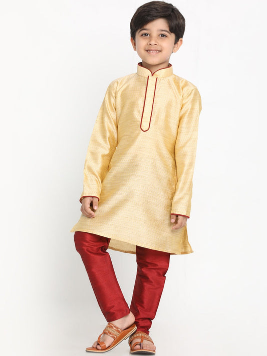 JBN Creation Boy's Gold-Toned Kurta with Pyjama Set