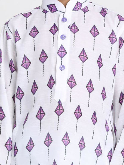 Vastramay Boy's White cotton printed Kurta set is so adorable
