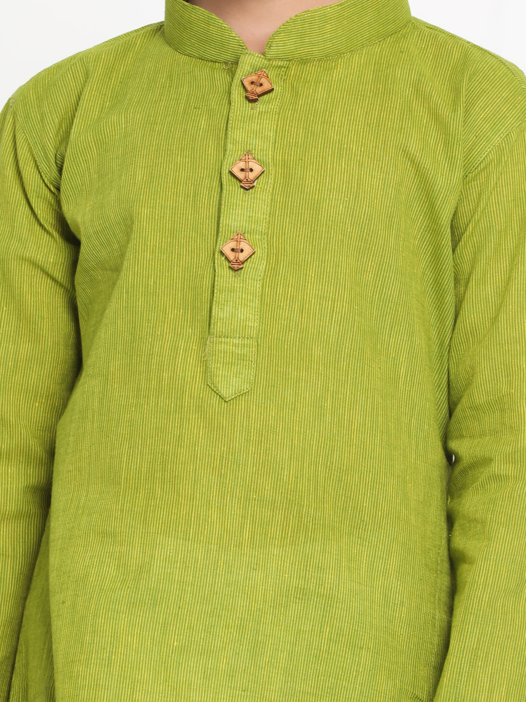 Vastramay Pure Handloom Cotton Green and White Baap Beta Kurta Pyjama set