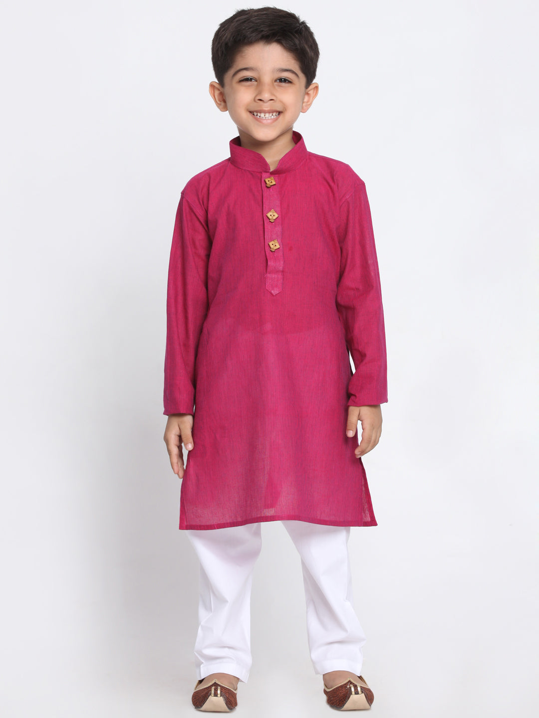 Vastramay Pure Handloom Cotton Purple and White Baap Beta Kurta Pyjama set