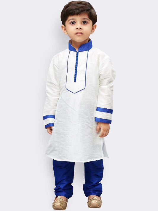 JBN Creation Boys White Yoke Design Kurta With Pyjama Set