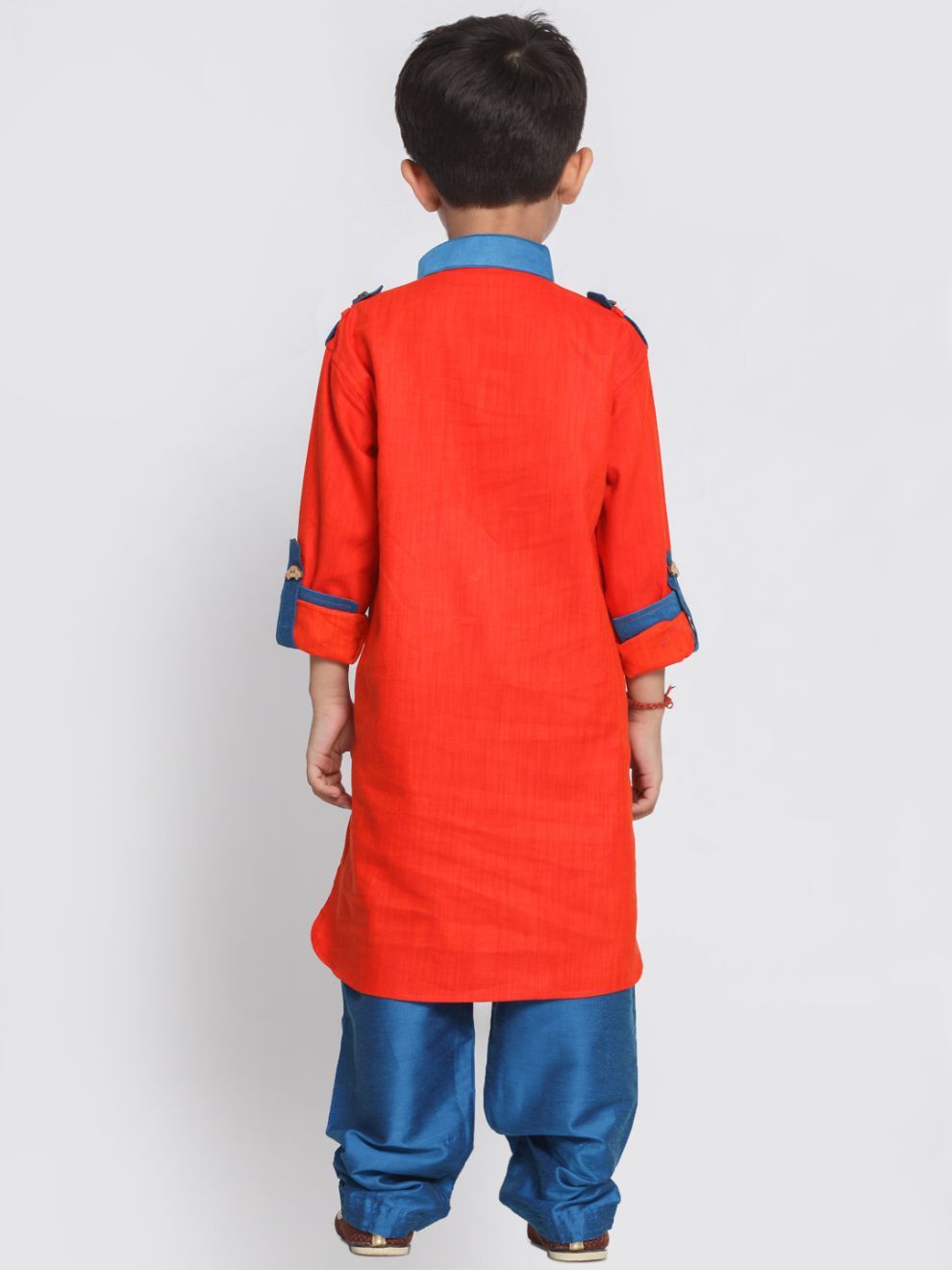 Vastramay Boy's Orange Cotton Pathani Suit