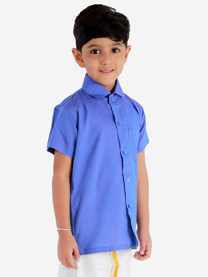 Vastramay Blue Cotton Blend Baap Beta Ethnic Shirt