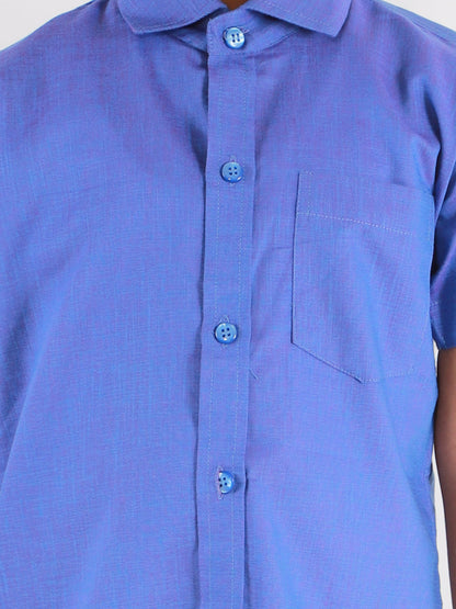 Vastramay Blue Cotton Blend Baap Beta Ethnic Shirt