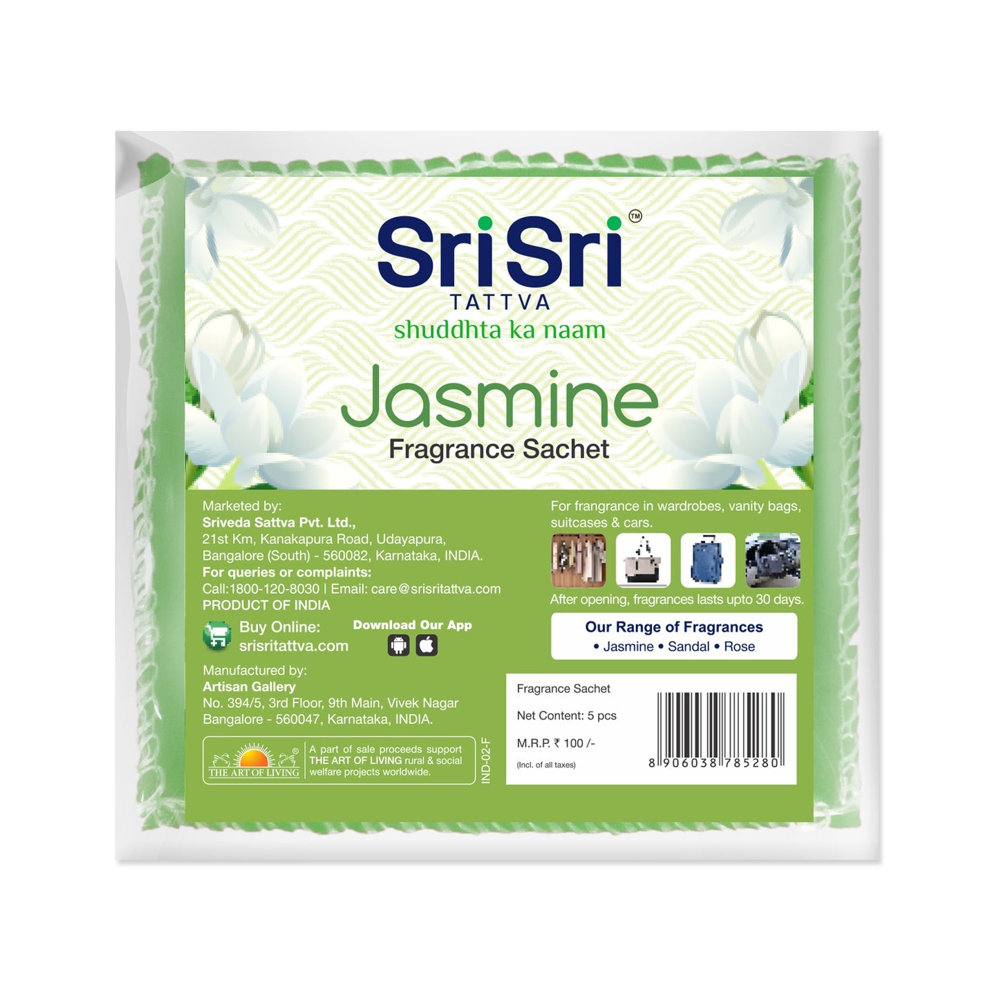 Sri Sri Tattva Fragrance Sachet - Jasmine