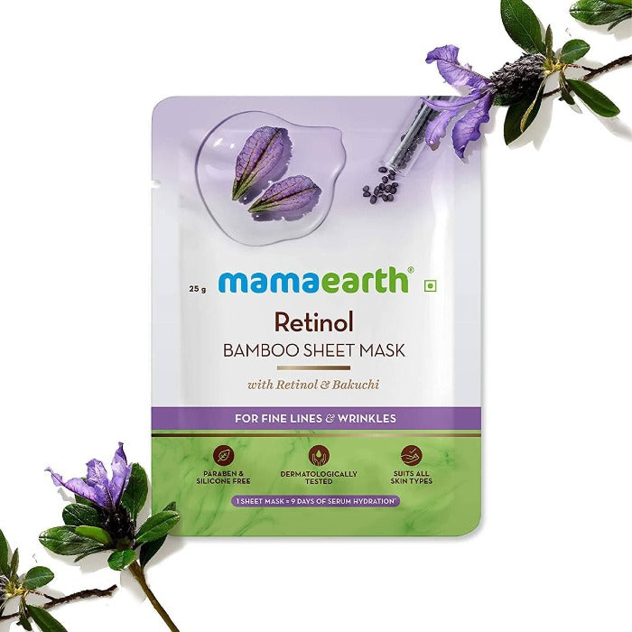 Mamaearth Retinol Bamboo Sheet Mask For Fine Lines and Wrinkles