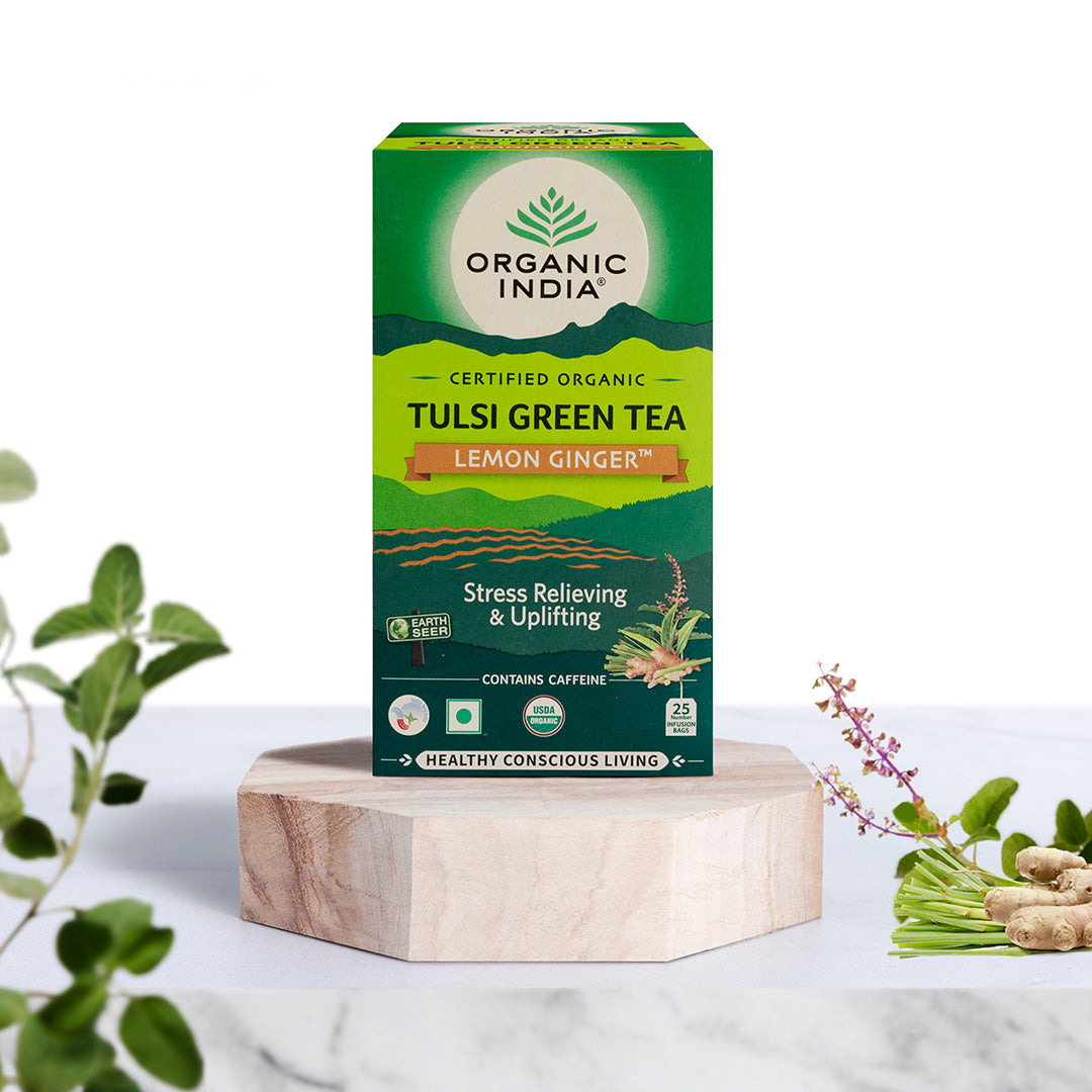Organic India Tulsi Green Tea Lemon Ginger