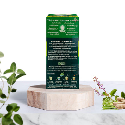 Organic India Tulsi Green Tea Lemon Ginger - PUSHMYCART