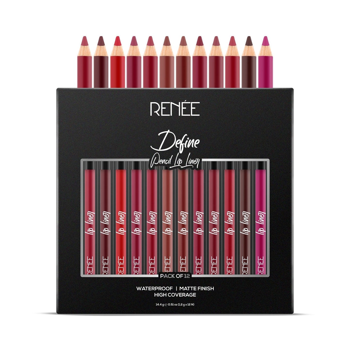 RENEE Define Matte Pencil Lip Liner Set of 12