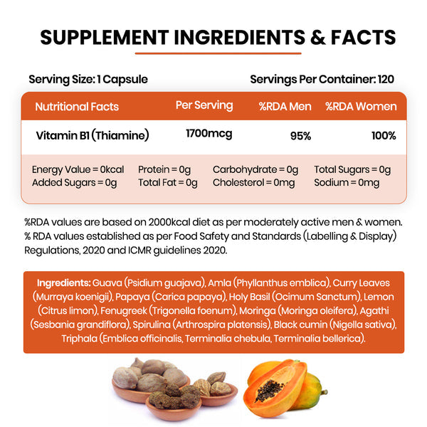 Himalayan Organics Plant-Based Vitamin B1 Capsules