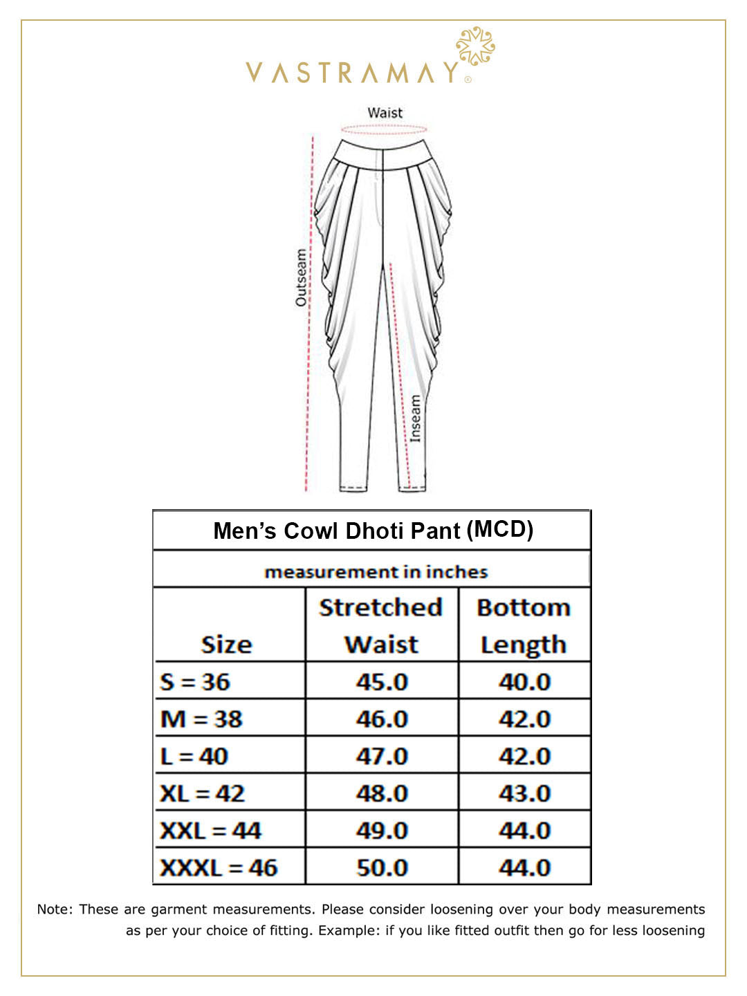 Vastramay Men's Cream Cotton Blend Cowl Dhoti