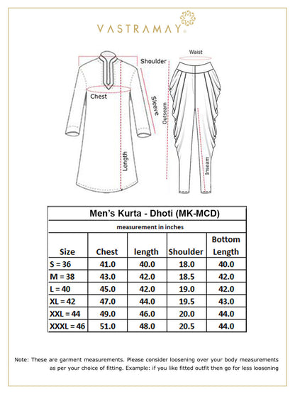 Vastramay Men's Black Cotton Silk Blend Kurta and Dhoti Pant Set