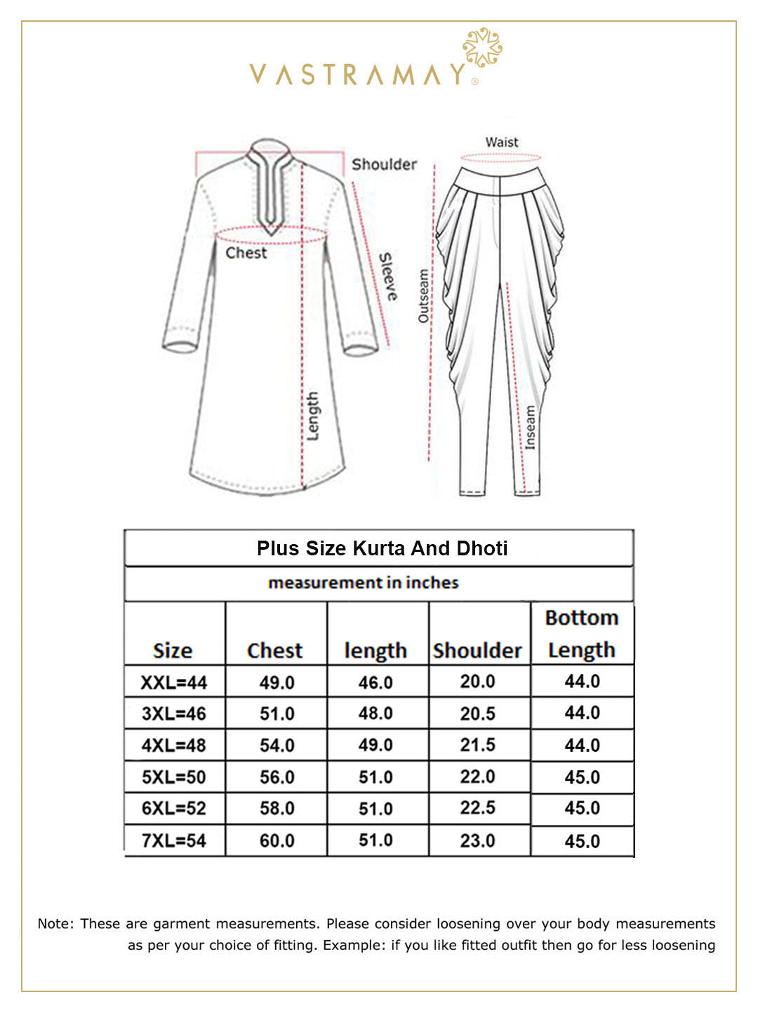 vastramay mens plus size gold cotton silk blend kurta and rose gold pleated dhoti pant set