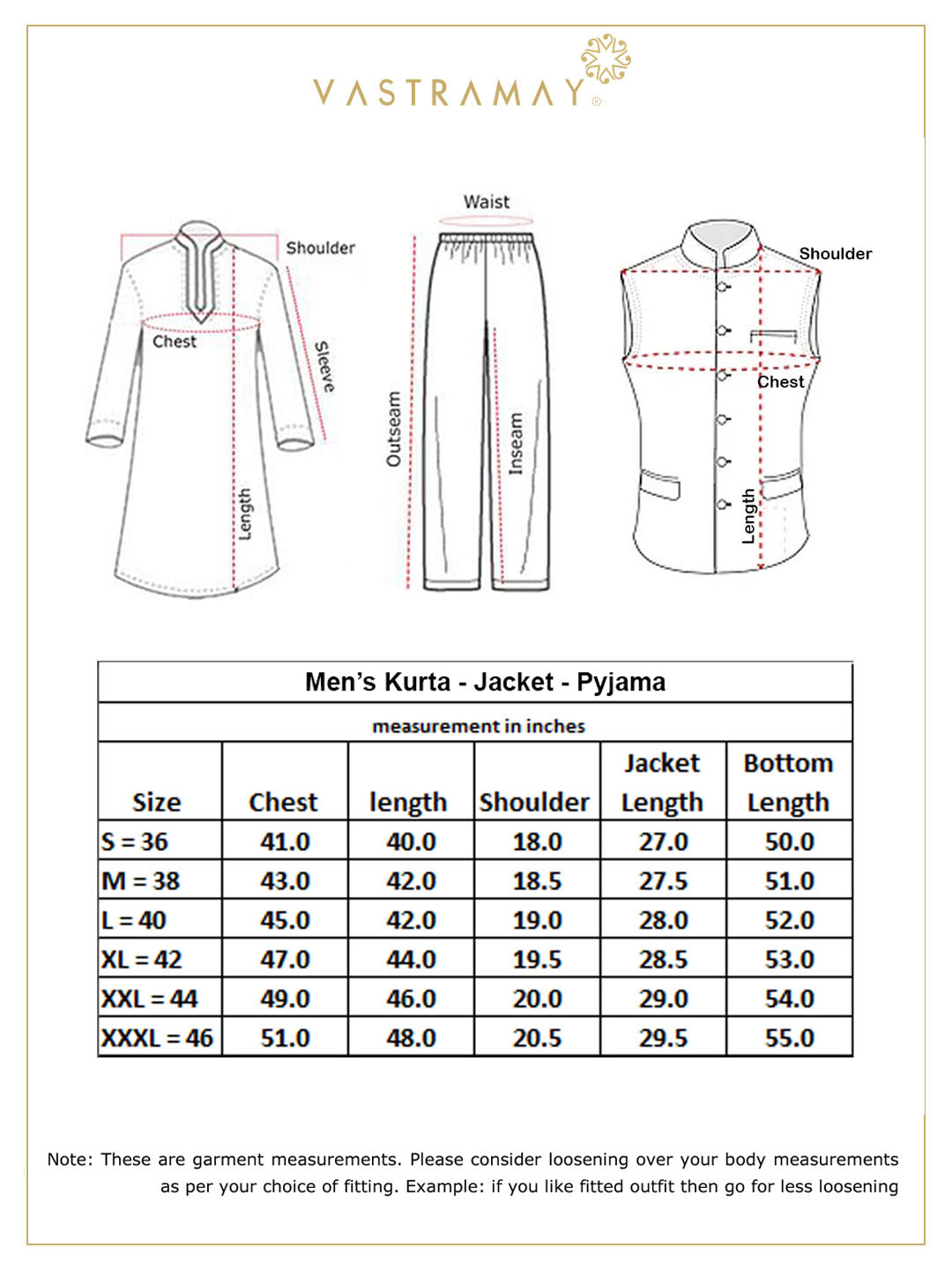 Vastramay Men's Orange Jacket With Kurta And Pyjama Set