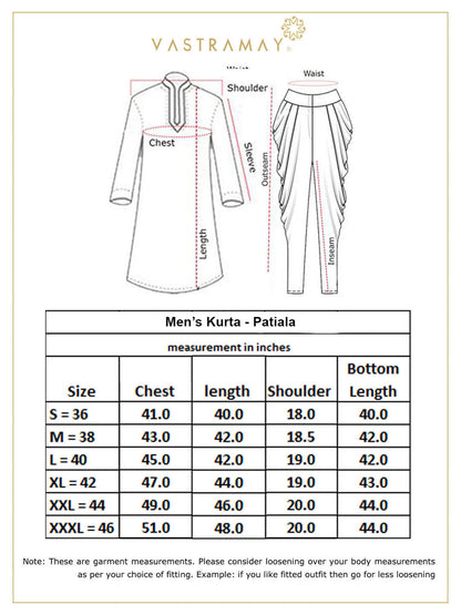 Vastramay mens gold foil printed kurta with black patiala set