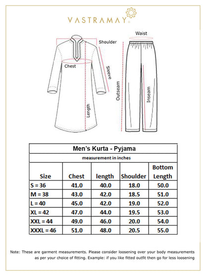 Vastramay Men's Burgundy Silk Blend Kurta and Pyjama Set