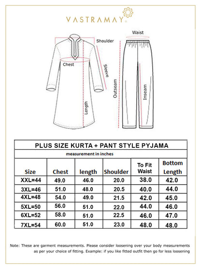 vastramay mens plus size white cotton blend kurta and cotton pant style pyjama set 1