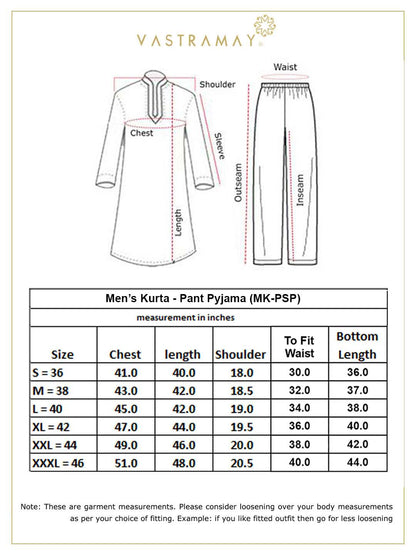 Vastramay mens blue color leaf print cotton kurta with white color pant style pyjama set
