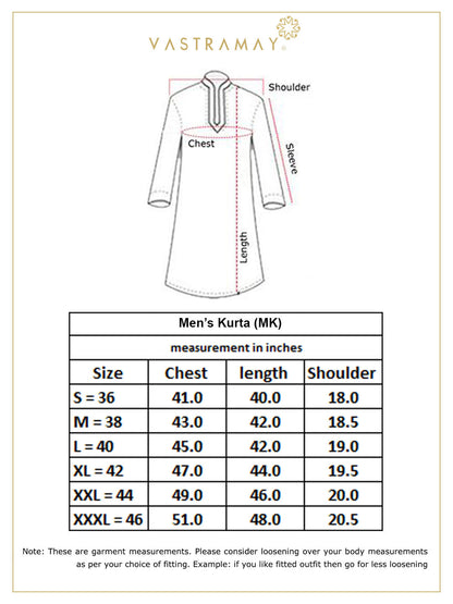 Vastramay mens gold foil printed kurta