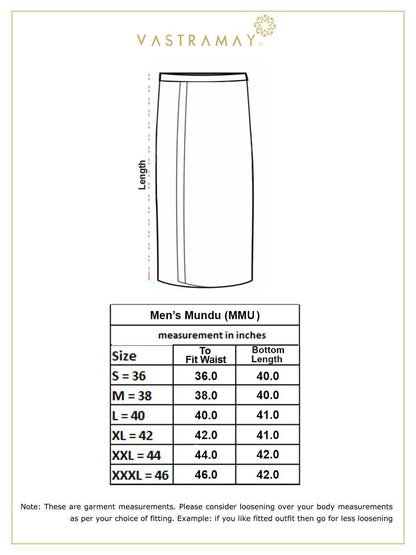 Vastramay Men's White And Maroon Mundu