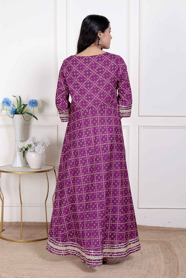 Miravan Women's Bandhani embroidred ethnic Anarkali Kurta and Dupatta