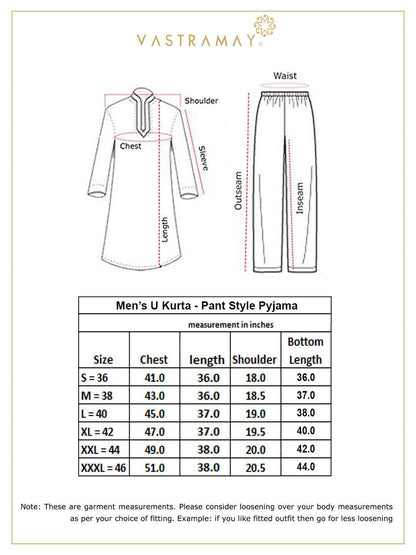 Vastramay mens black silk blend kurta and pant style pyjama set