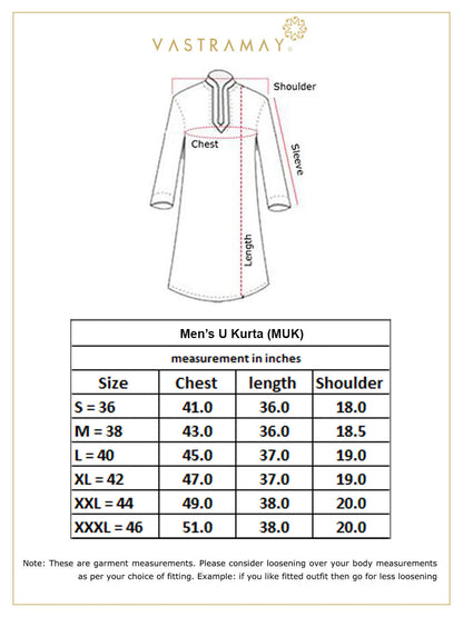 Vastramay Men's Grey Cotton Blend Kurta