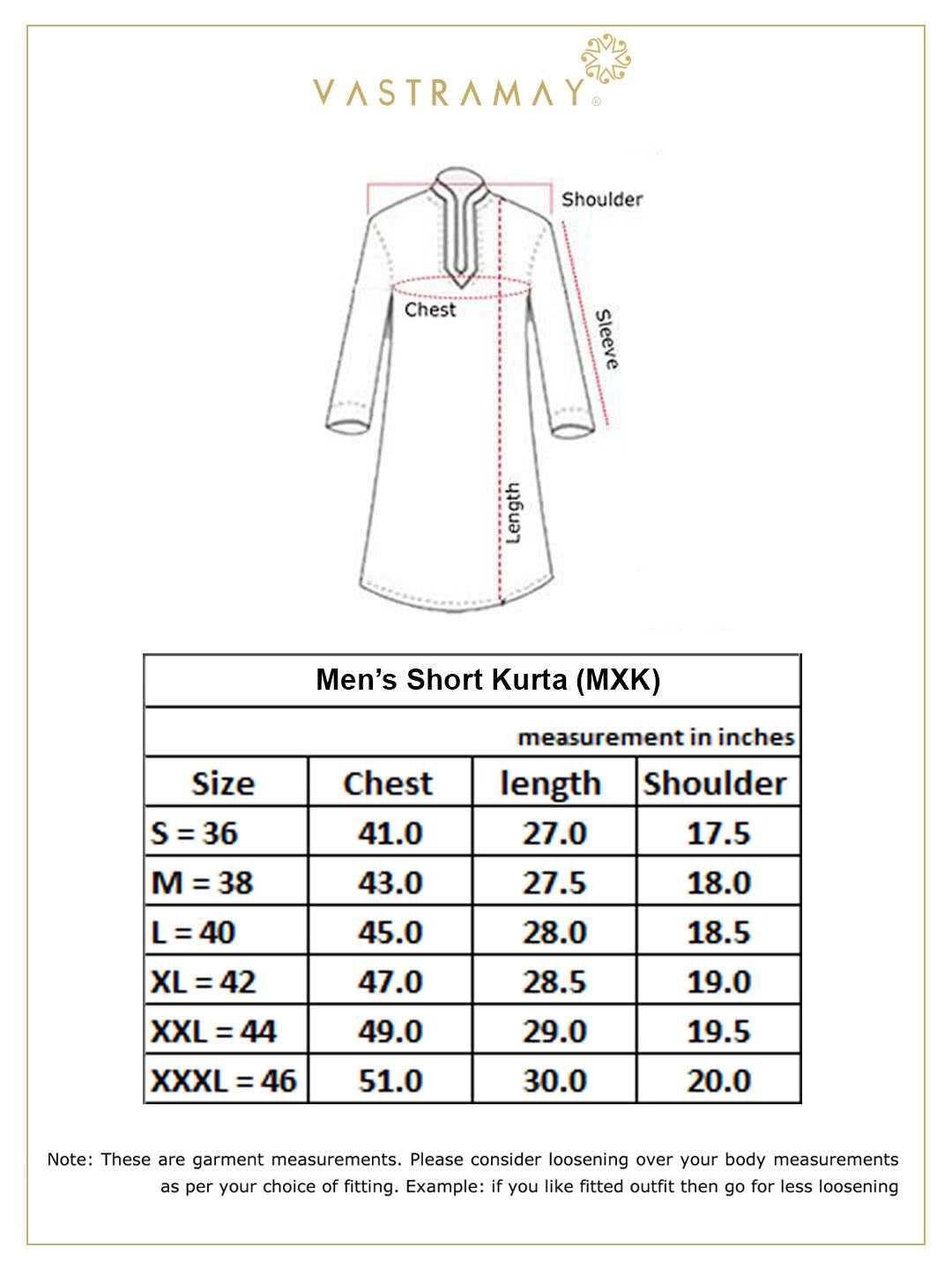 VASTRAMAY Men's Chiku Brown Short Cotton Kurta