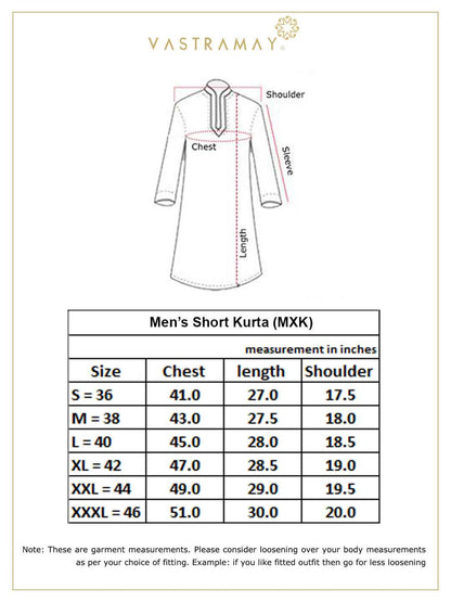 VASTRAMAY Men's Chiku Brown Short Cotton Kurta