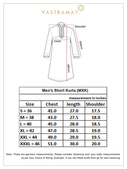 Vastramay Men's Coffee Cotton Blend Short Kurta