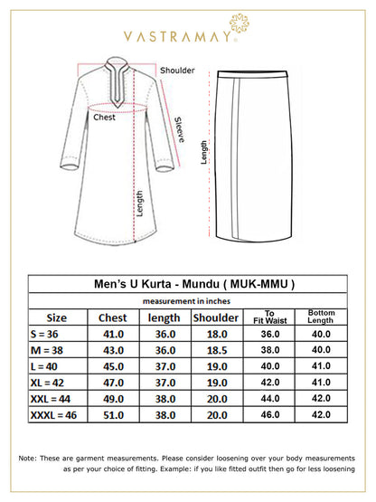 Vastramay Men's White Cotton Kurta And Mundu Set