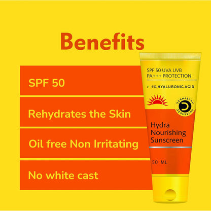 Dermistry 1% Hyaluronic Acid Sunscreen SPF 50 for Hydrated Skin