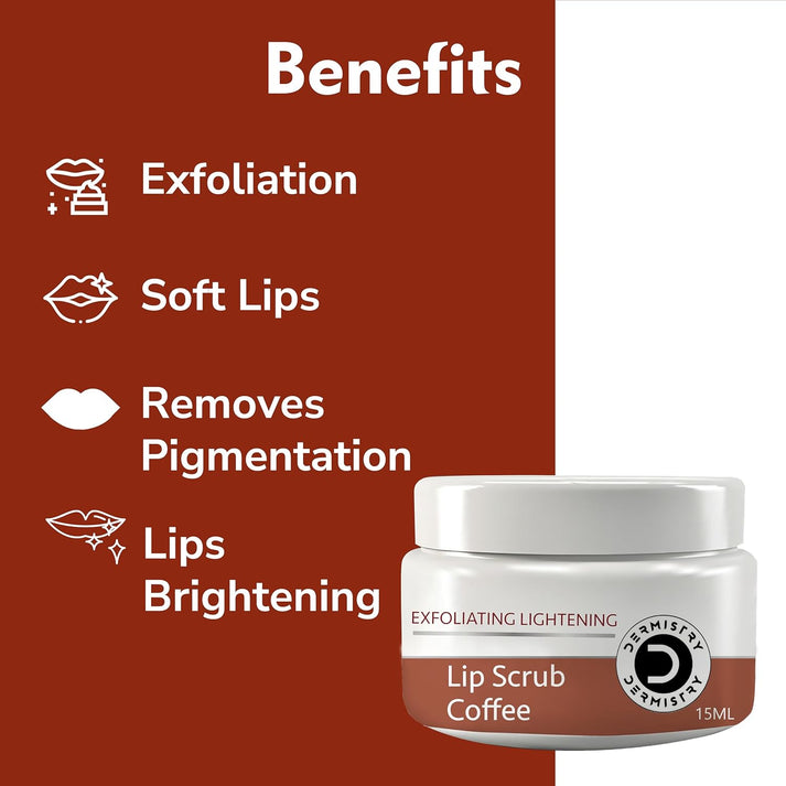 Dermistry Coffee Lip Scrub for Smooth, Soft & Naturally Healthy Lips