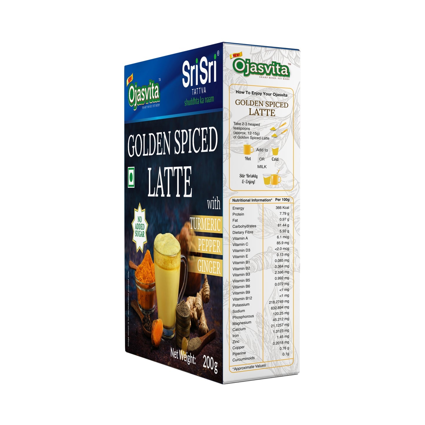 Sri Sri Tattva Golden Spiced Latte Ojasvita with Turmeric, Pepper and Ginger